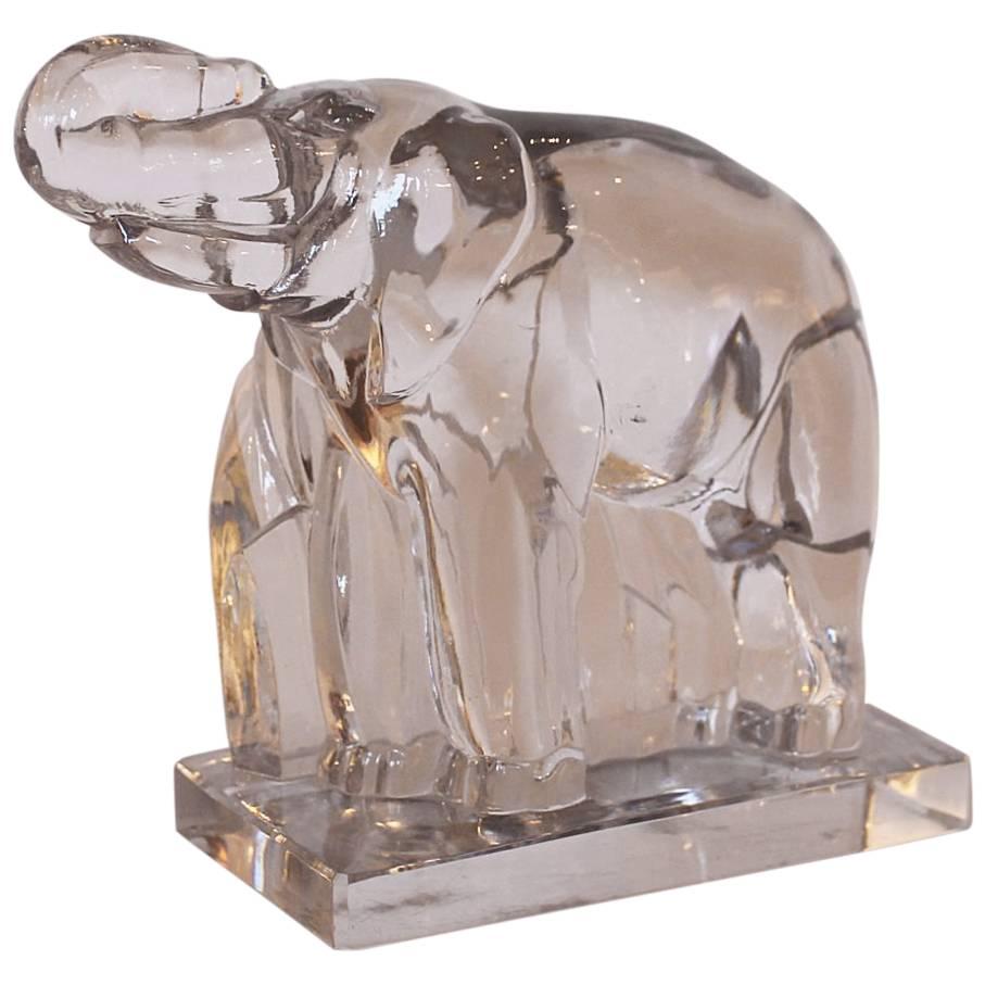 Art Deco Baccarat Crystal Elephant