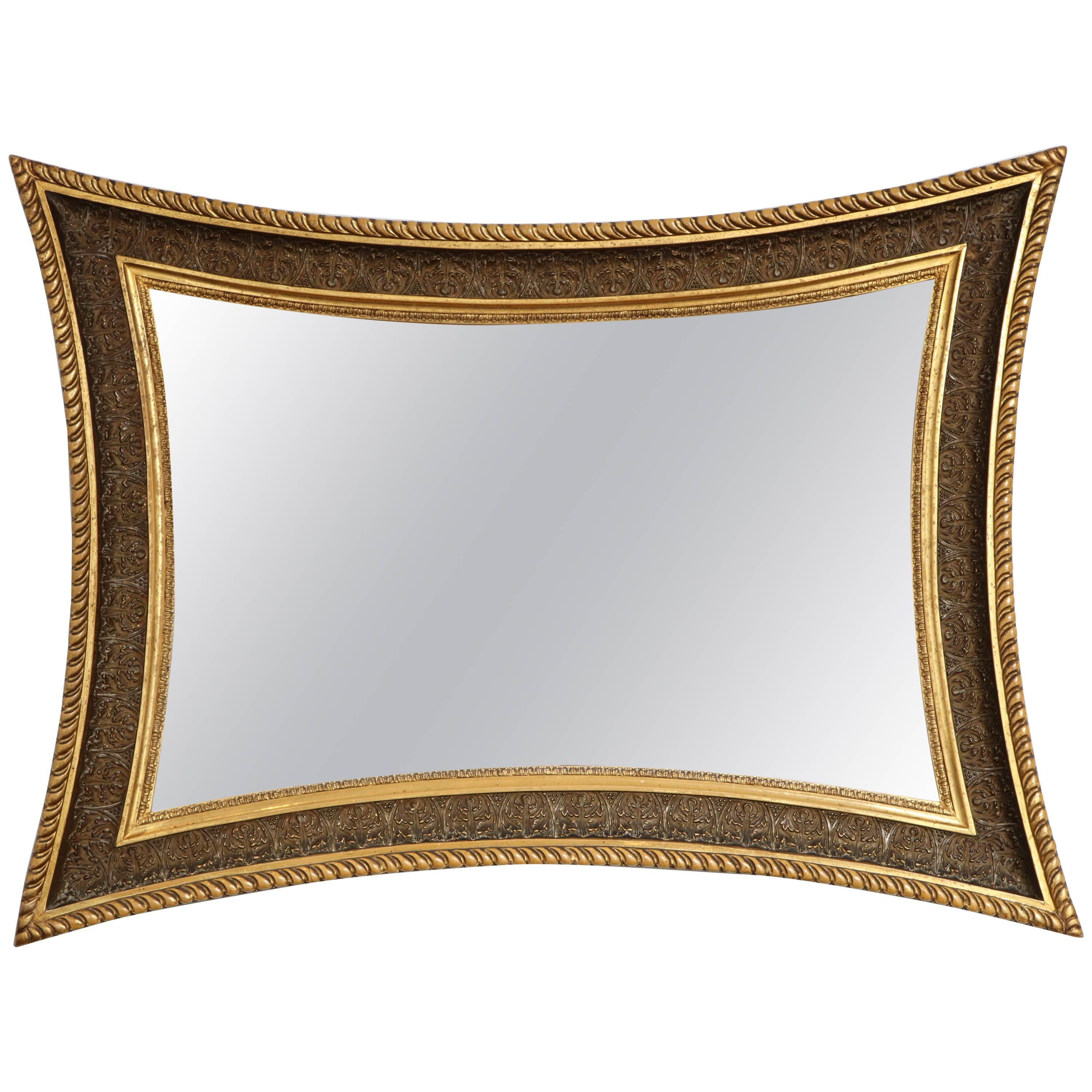 Danish Giltwood and Painted Concave Sided Mirror, circa 1860s