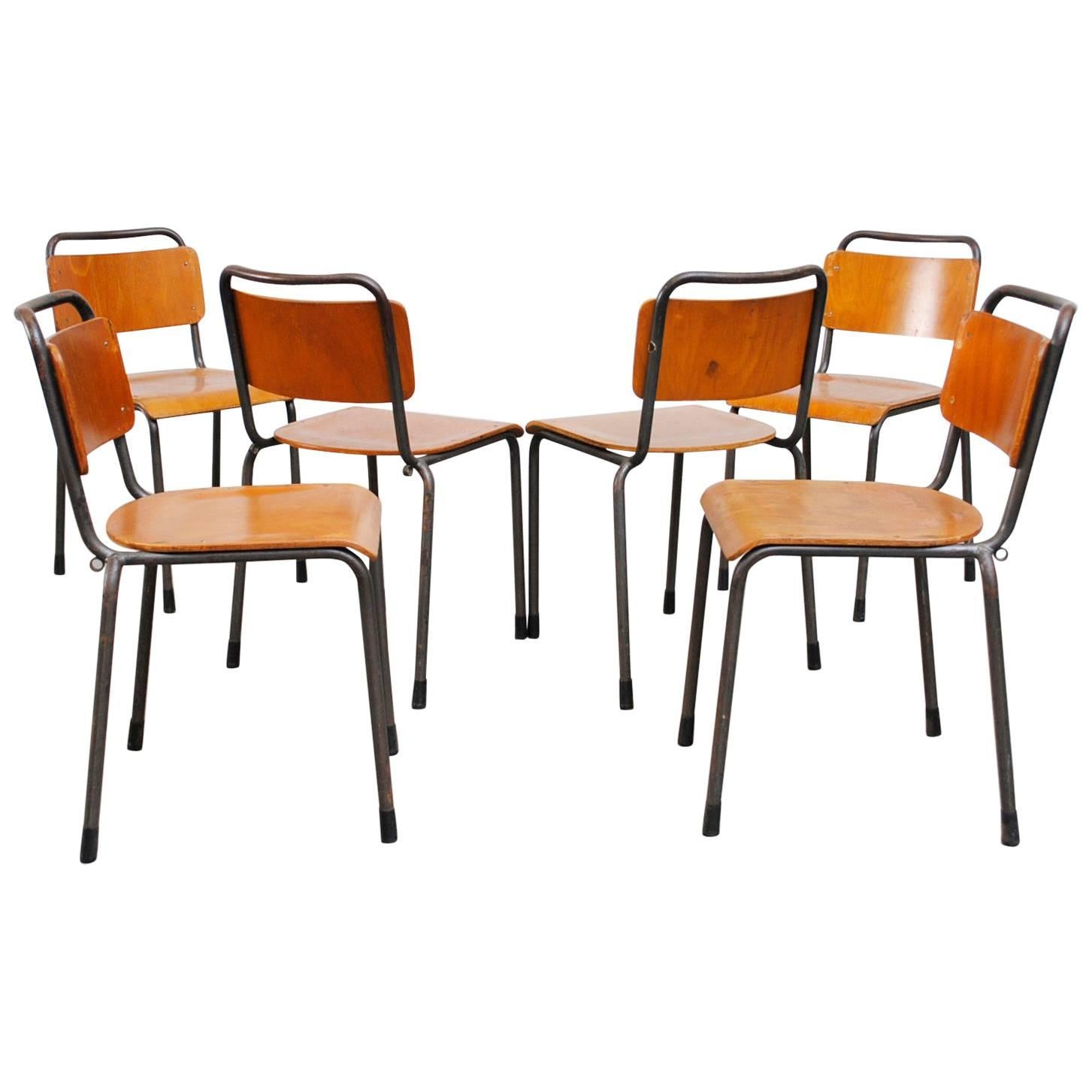 Handsome Stacking Plywood Gispen School Chairs