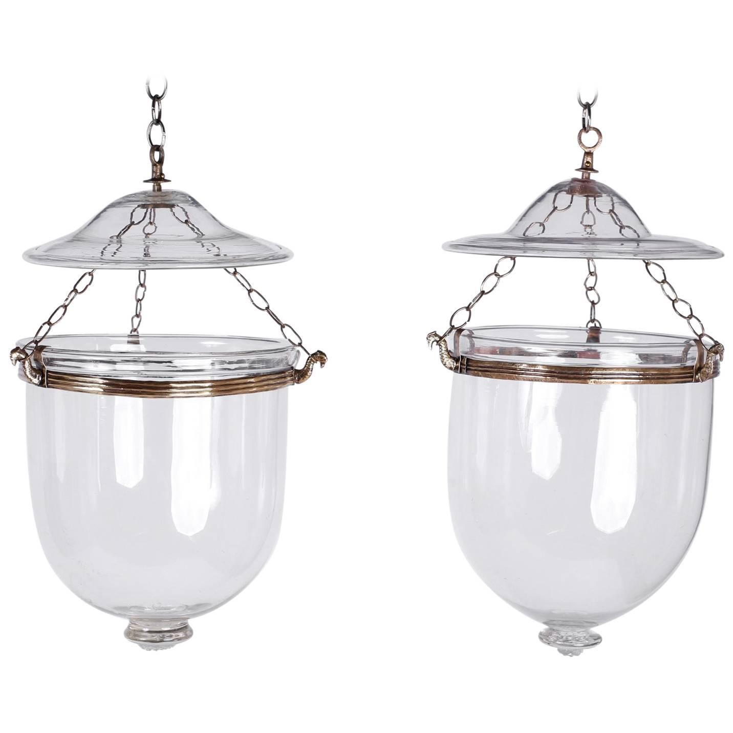 Pair of 19th Century Bell Jar Lanterns or Lights