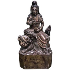19th Century Chinese Carved Wood Temple Goddess, circa 1850