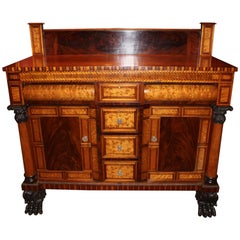 Exceptional American Empire Sideboard or Server with Superb Inlay