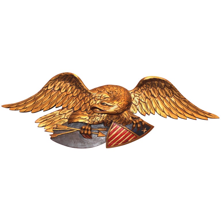 Carved Polychrome Gilt Eagle Attributed to the Boston Artistic Carving