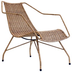 Vintage Martin Eisler & Carlo Hauner "Concha" Lounge Chair in Iron and Reed, Brazil 1954