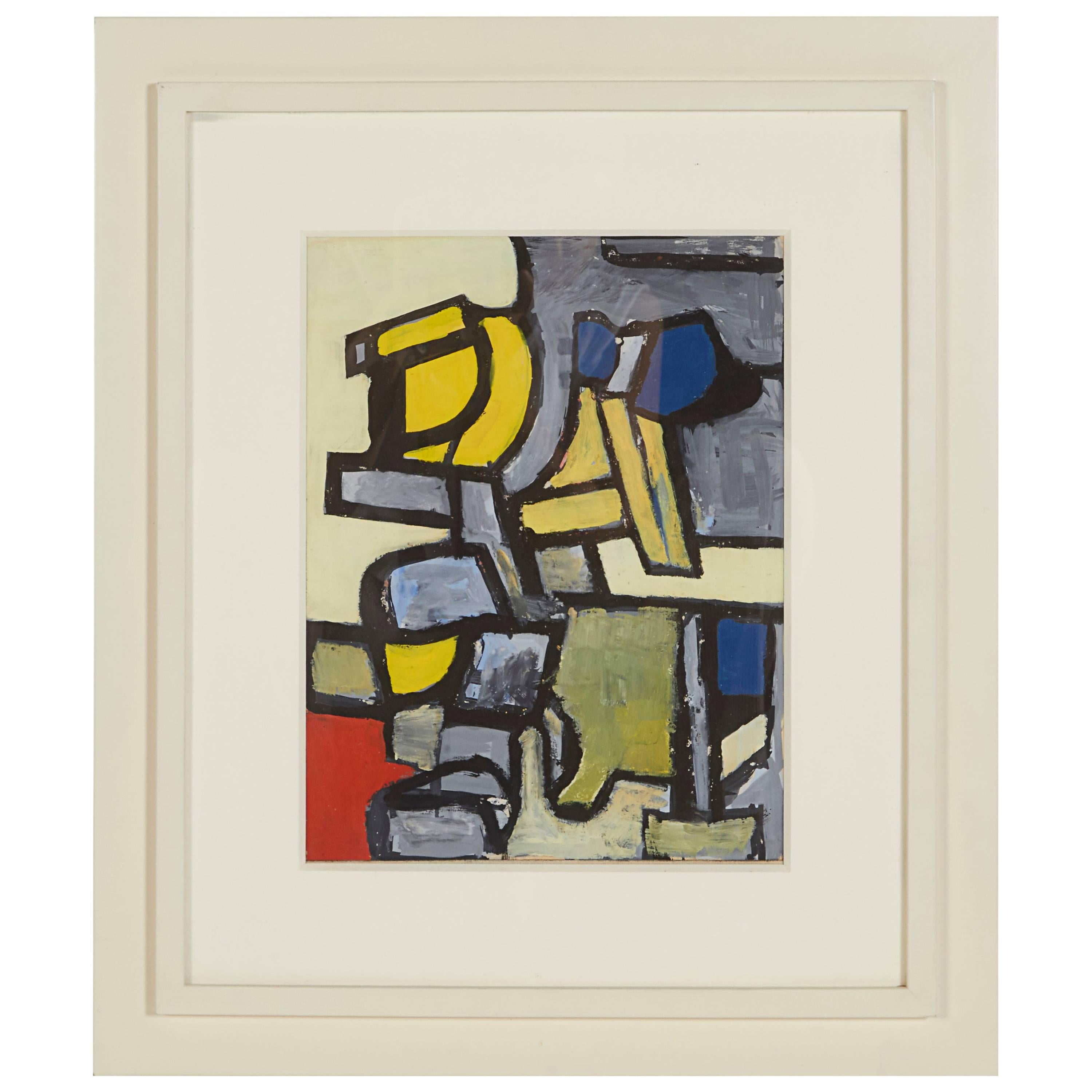 "Abstraction CH Collection #H" Gouache on Paper by Nell Blaine, USA 1940s