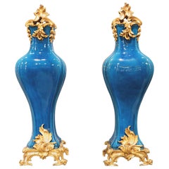 Pair of Qing Vases with Gilt Bronze-Mounted, French Work, 19th Century