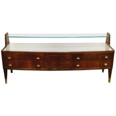 Italian Sideboard from 1950s with Walnut Wood and Brass