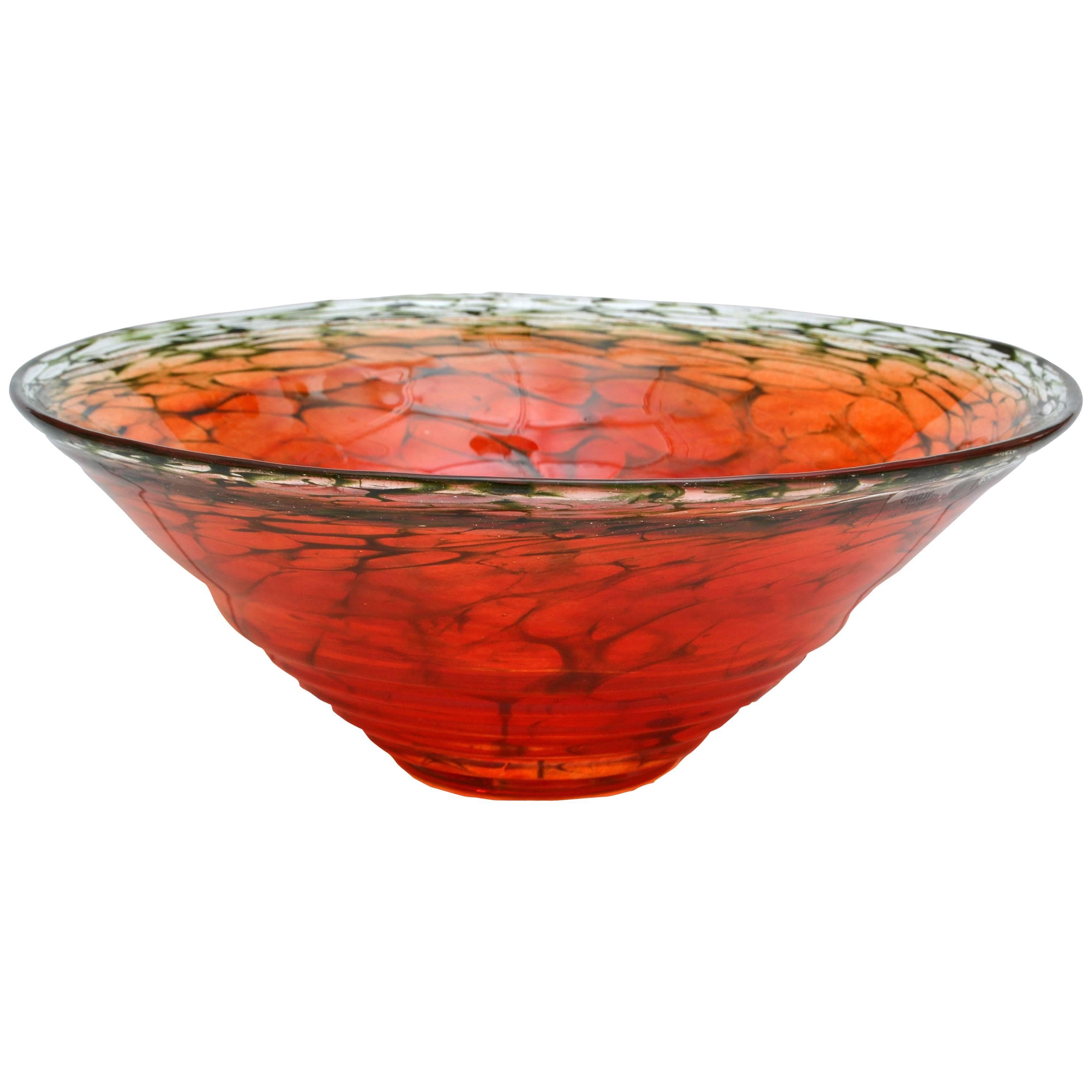 Artist's Choice from Kosta Boda Red Art Glass Bowl Signed by Kjell Engman