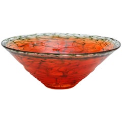 Artist's Choice from Kosta Boda Red Art Glass Bowl Signed by Kjell Engman