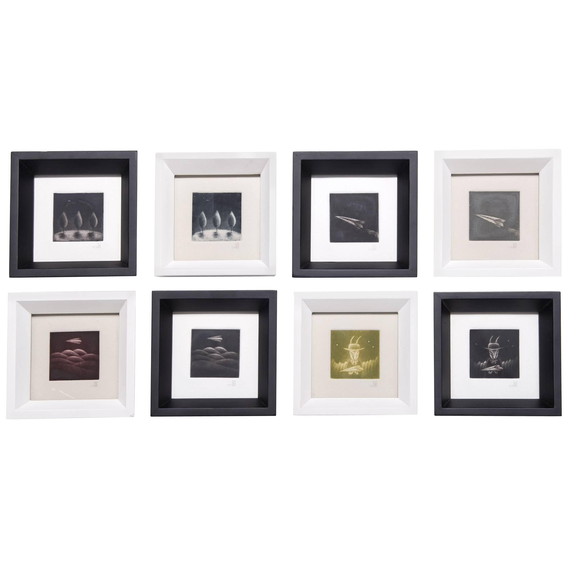 Set of Eight Small Prints by Yoko Tanaka