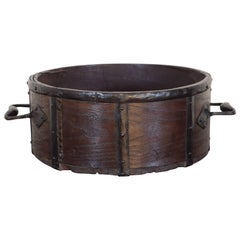 French Mid-19th Century Wooden and Iron Grain Measure