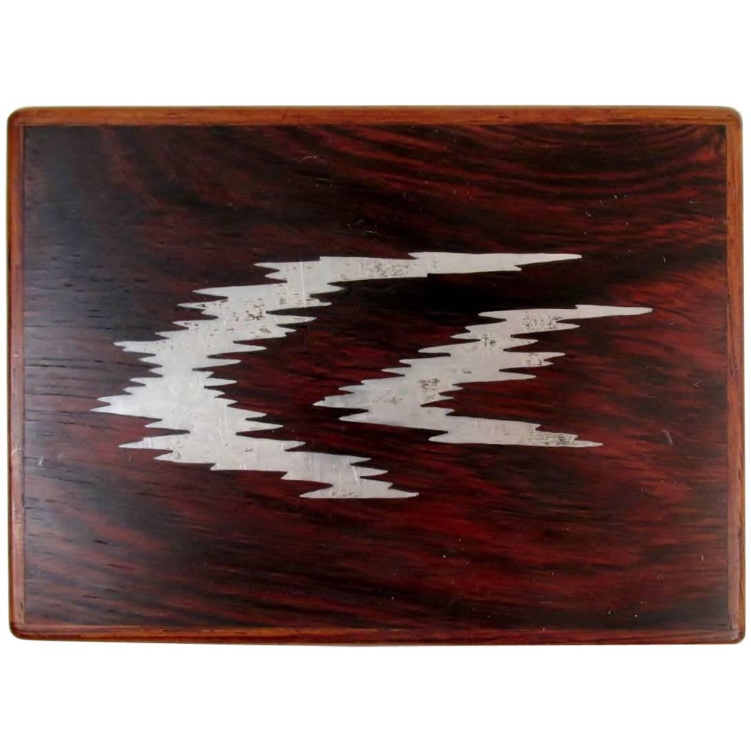 Axel Salomonsen Danish Bog Oak and Abstract Sterling Silver Dresser Box For Sale