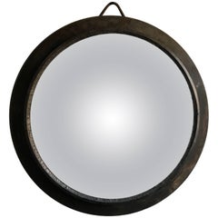 Antique Early 20th Century Oversized European Metal Framed Convex Mirror