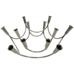 Danish Modern Sterling Silver Candlesticks by Eigel Jensen for A. Michelsen