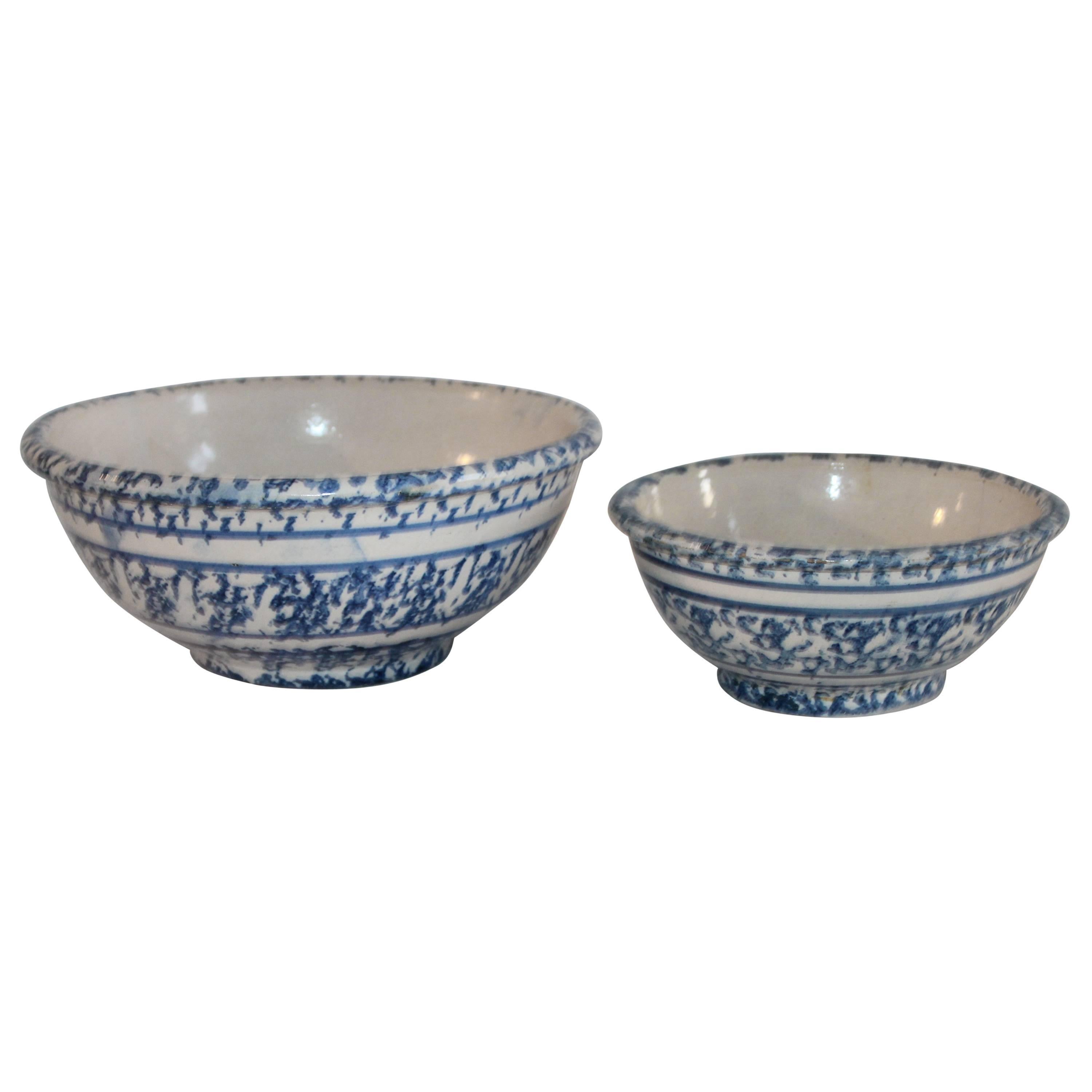 19th Century Spongeware Bowls Set For Sale