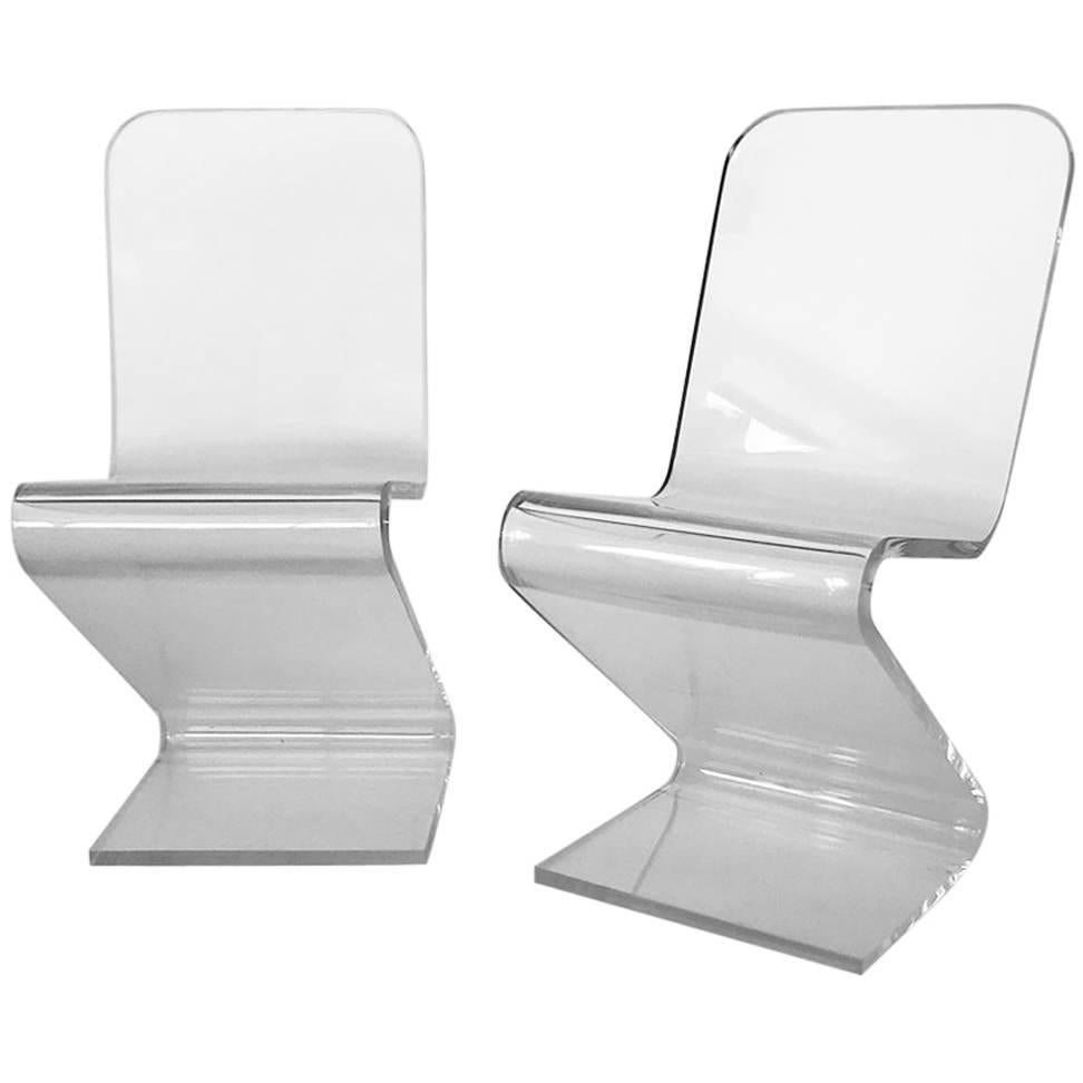 1970s Lucite Z Cantilever Chairs by Les Prismatique