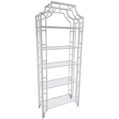 Faux Bamboo Pagoda Etagere with Glass Shelves