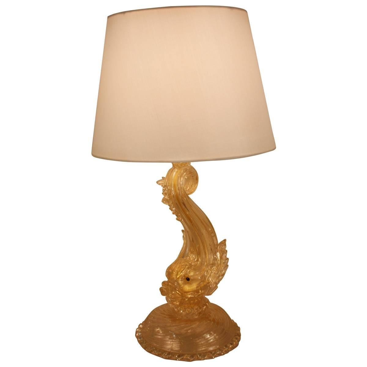 Murano Glass Dolphine Table Lamp