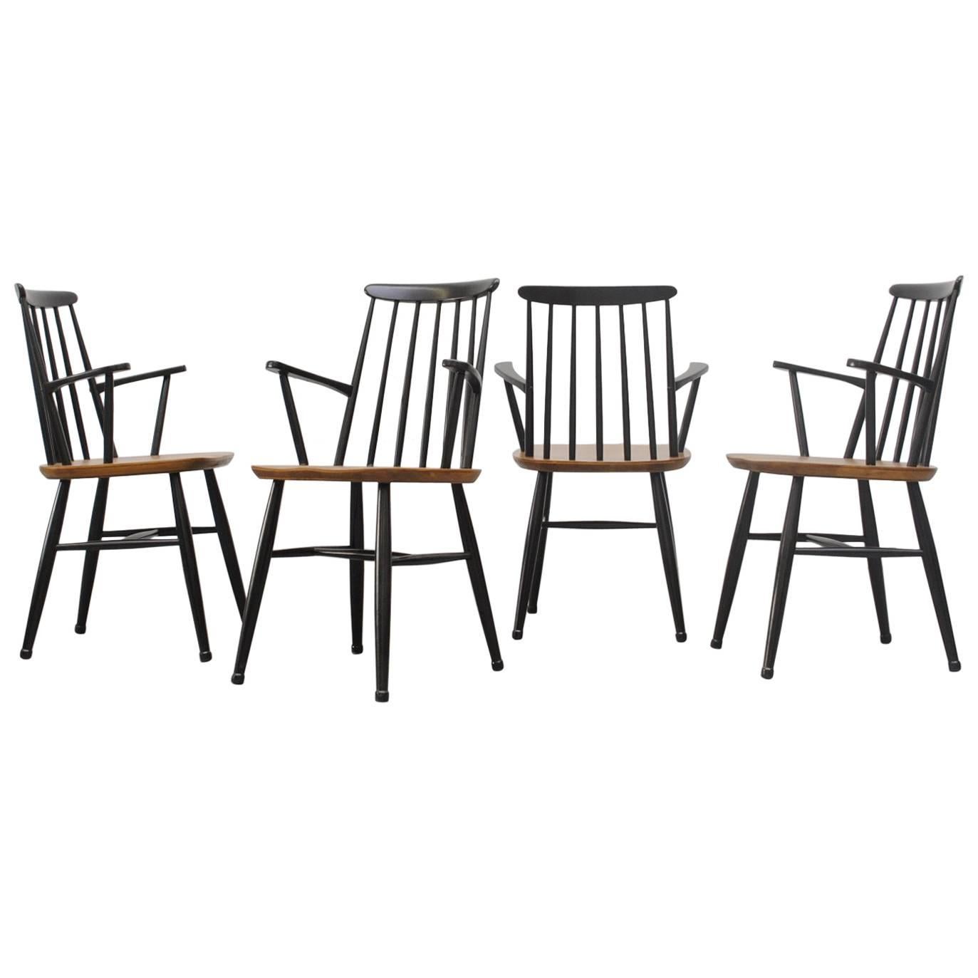Set of Four Tapiovaara Style Spindle Back Armchairs