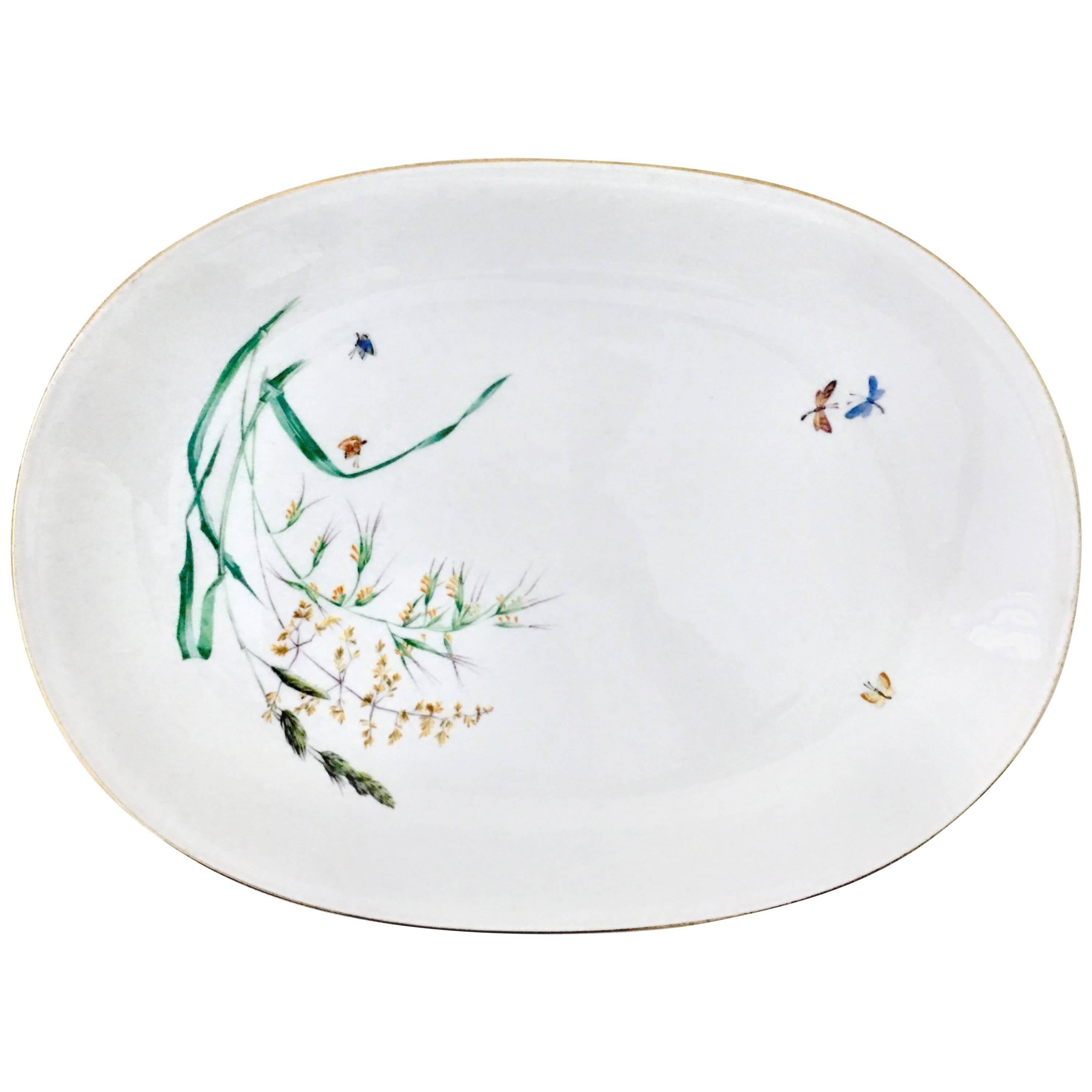 20th Century German Porcelain & 22 Karat Gold Organic Form Oval Platter by H & C For Sale