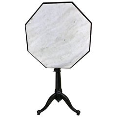 French Industrial Iron and Marble Tilting Table