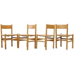 Set of Four Perriand Style Rush Chairs