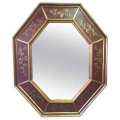 Midcentury Hand-Painted Gold Leaf Octagonal Mirror by La Barge of Italy
