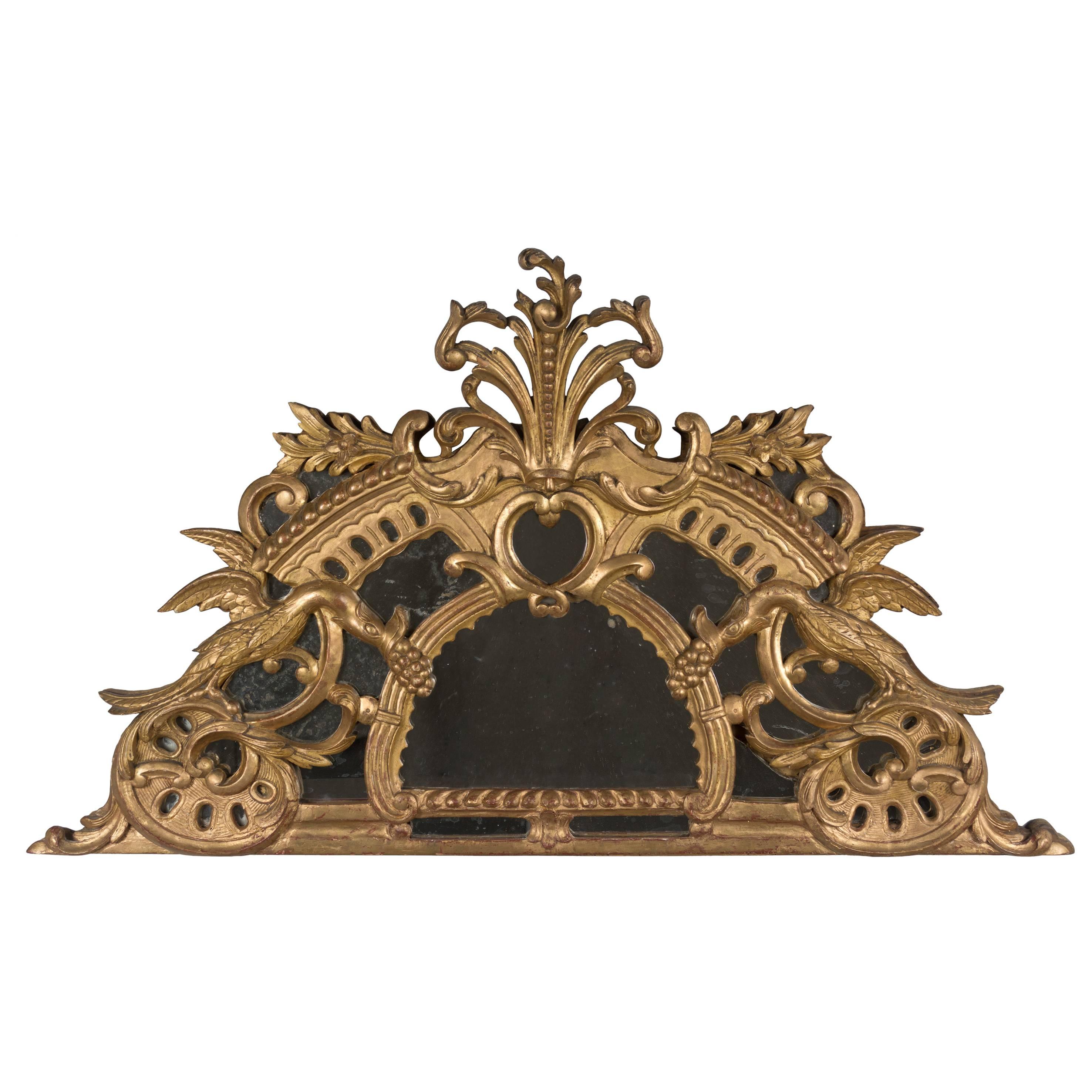 18th Century French Gilded Demilune Mirror