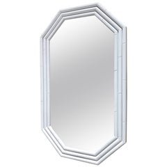 White Lacquered Faux Bamboo Mirror