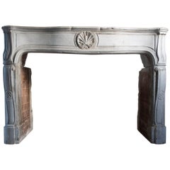 19th Century Antique Marble Stone Fireplace in Louis XV Style