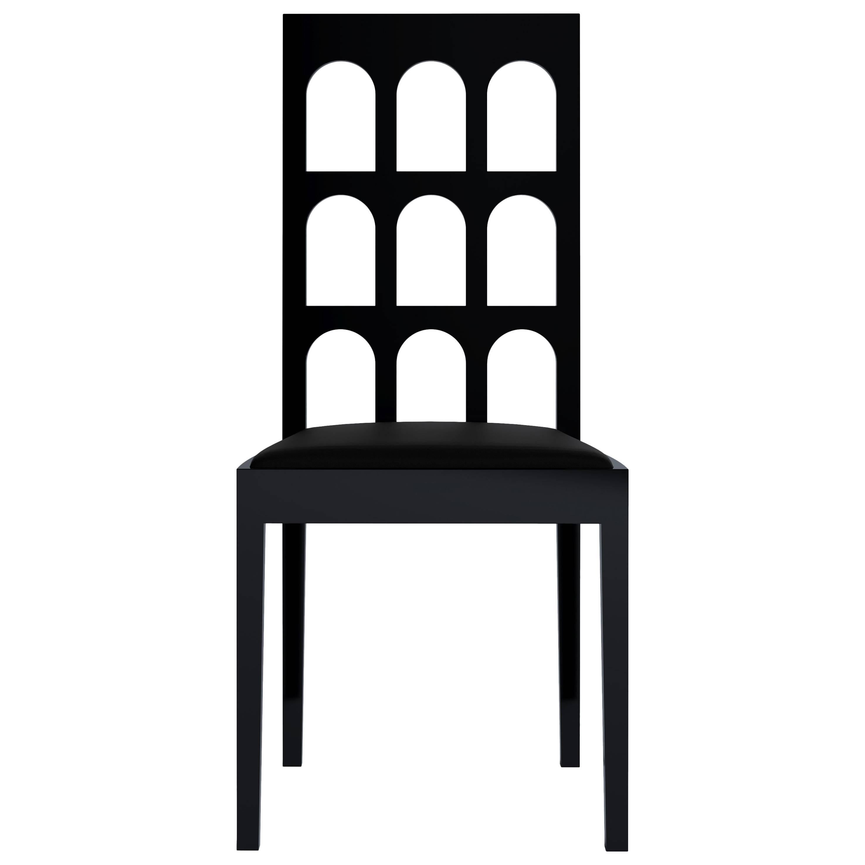 Italy Arch Black Chair 'Black Lacquered Wood'