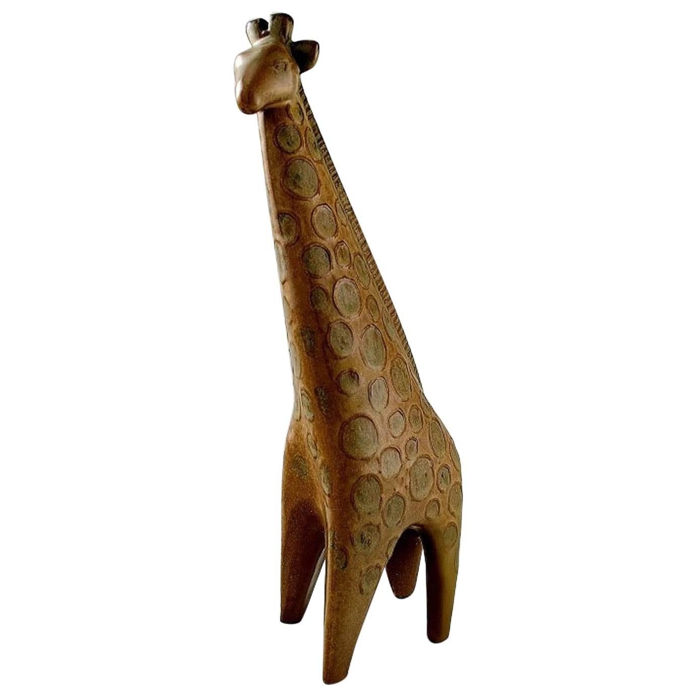 Lisa Larsson Zoo Figure, Giraffe, Gustavsberg Swedish, Glazed Pottery Figurine
