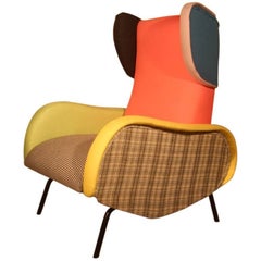 Mid-Century Modern Armchair with Multicolored Ears Italian Design
