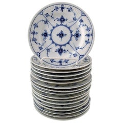 17 Pieces, Royal Copenhagen Blue Fluted Plain Side Plate # 182
