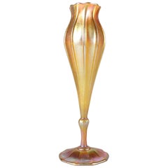 Antique Louis Comfort Tiffany Favrile Flora Form Tulip Vase, Signed