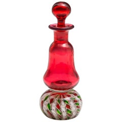 Saint Louis Ruby Glass Scent Bottle on Crown Paperweight Base