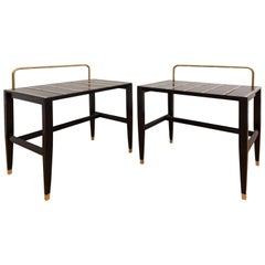 Vintage Important Pair of Gio Ponti Black Lacquered Side Tables from Hotel Royal, 1955