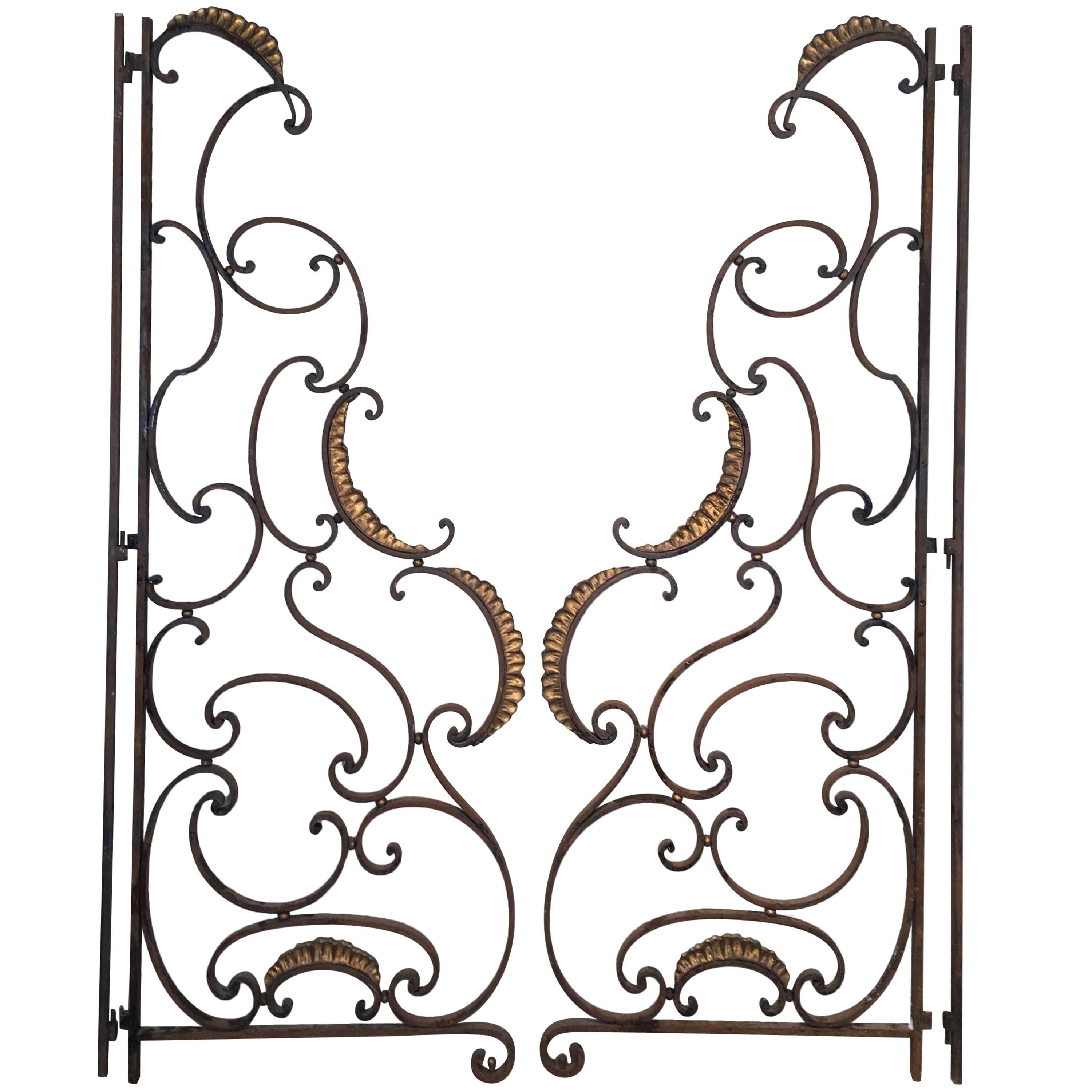 Pair of French Beaux Arts Wrought Iron Balcony Dividers or Gates