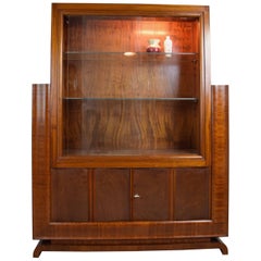 Antique French Art Deco Light-Up Display Cabinet, 1930s