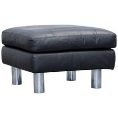 COR Conseta Designer Footstool Leather Black One Seat Couch