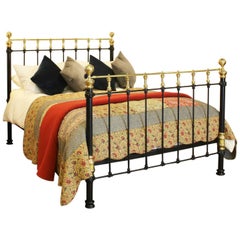 Vintage Cast Iron and Brass Bedstead, MK128