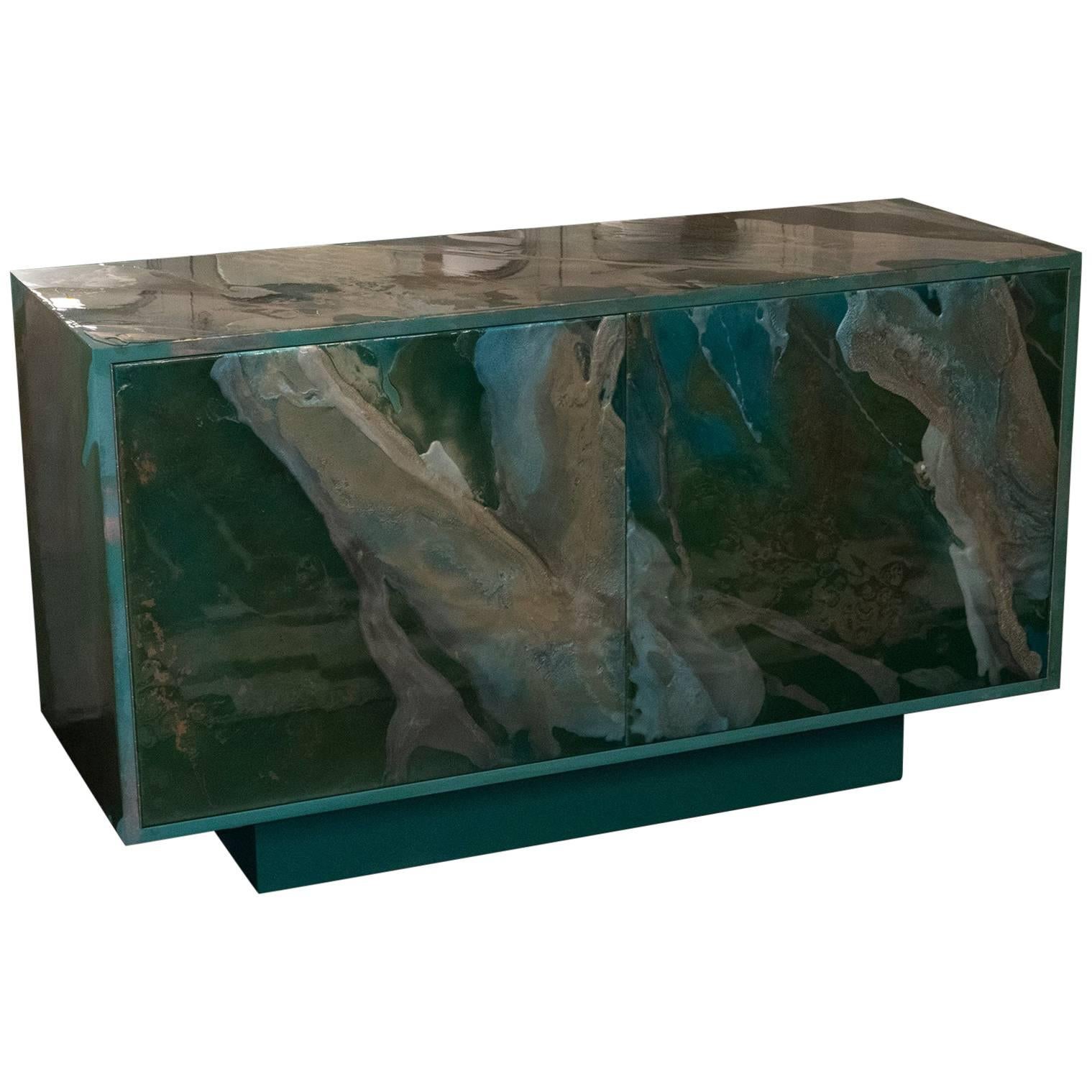Contemporary Multilayered Green Resin Sideboard