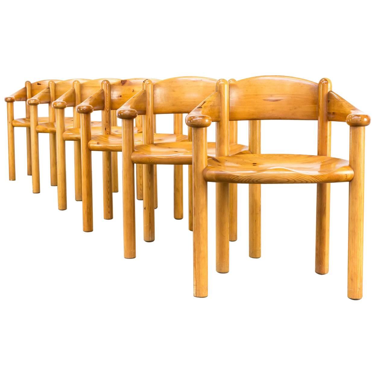 1960s Rainer Daumiller Pine Dining Chairs Set of Six For Sale