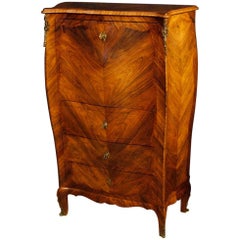 Italian Secrétaire Desk in Rosewood and Palisander with Wet Bar, 20th Century