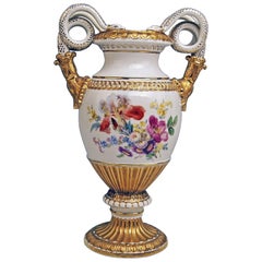 Meissen Snake Handles Vase Painted by Leuteritz, circa 1870