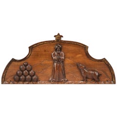 Carved Folk Art Crest Panel