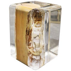 Kisimi Clear Trunk Side Table with Acrylic Glass and Solid Wood