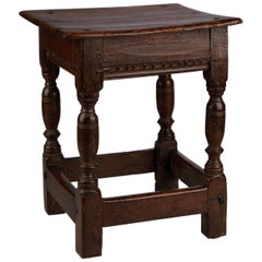 Unusual William and Mary Child
s Joint Stool