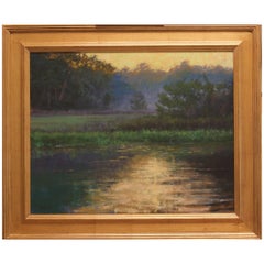 Framed Oil on Linen "Sundown on the Georgia Coast" by Michael Reibel, circa 2016