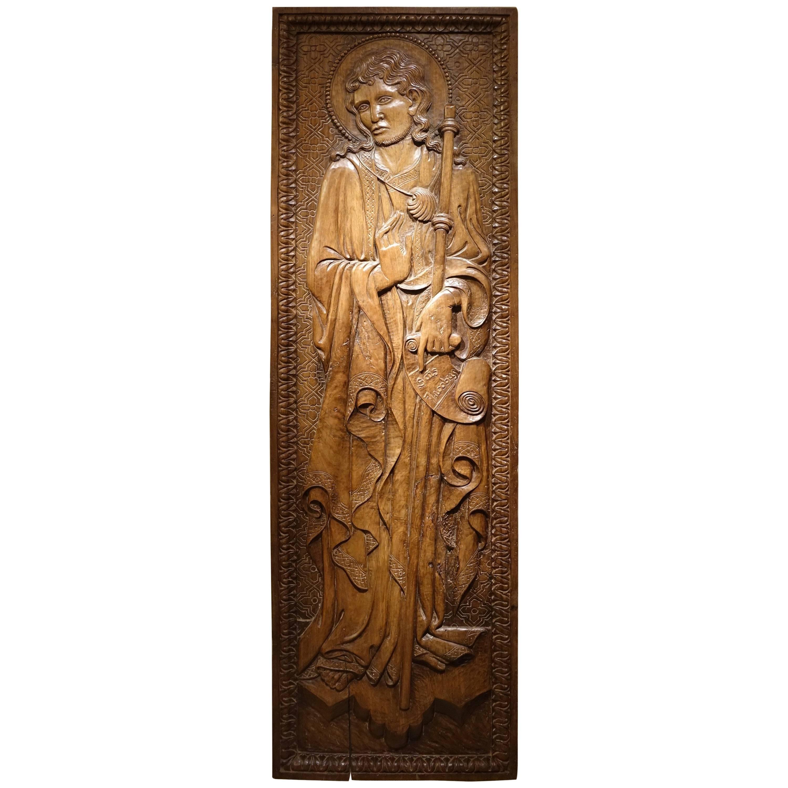  Bas Relief in Walnut Wood Representing Saint James, Venice, circa 1550, Italy  For Sale